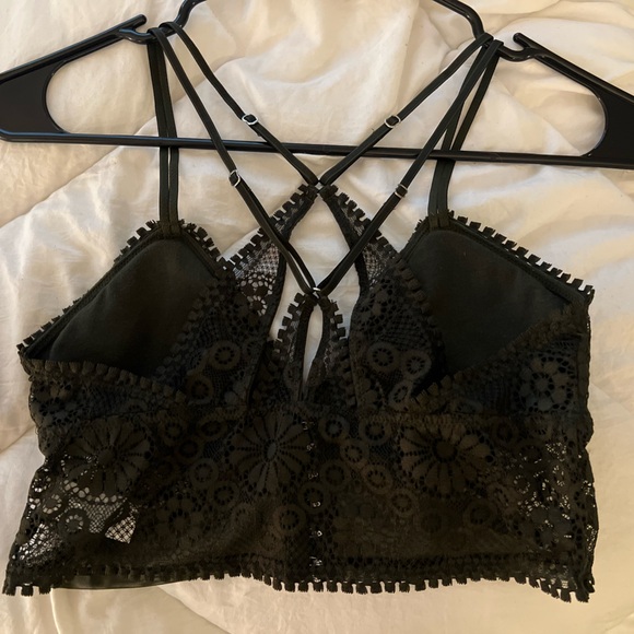 ⭐️ AERIE Dark Green Joy Lace Padded Longline Bralette - Picture 4 of 5